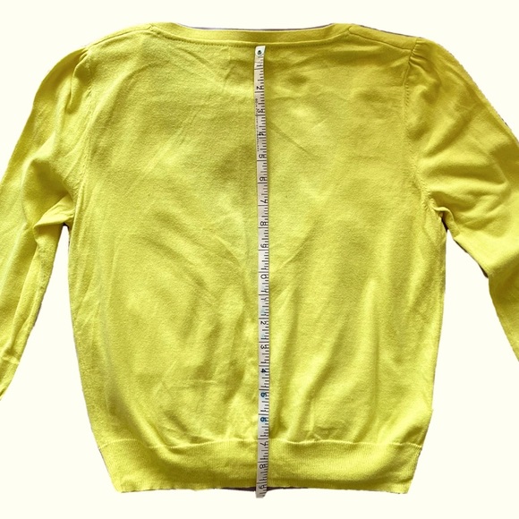 Promod v-neck cardigan w/ 2 pockets 3/4 bell sleeves buttons cream yellow W Sm - Picture 8 of 11